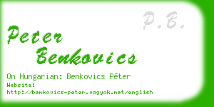 peter benkovics business card