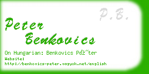 peter benkovics business card